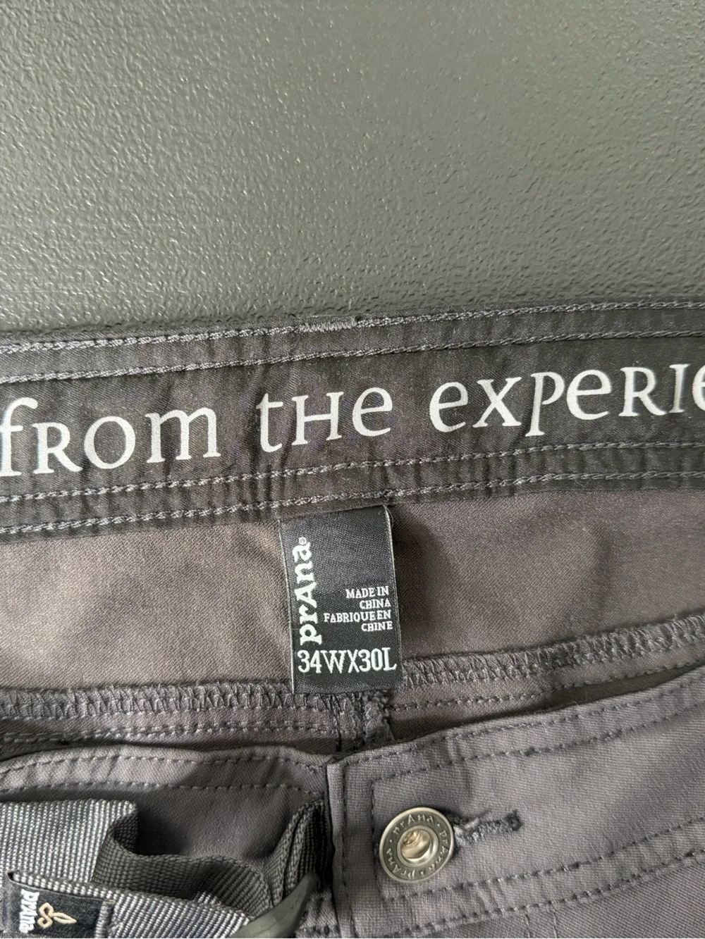 Prana Pants Mens 34x30 Gray Stretch Zion Belted Cargo Lightweight Nylon Hike